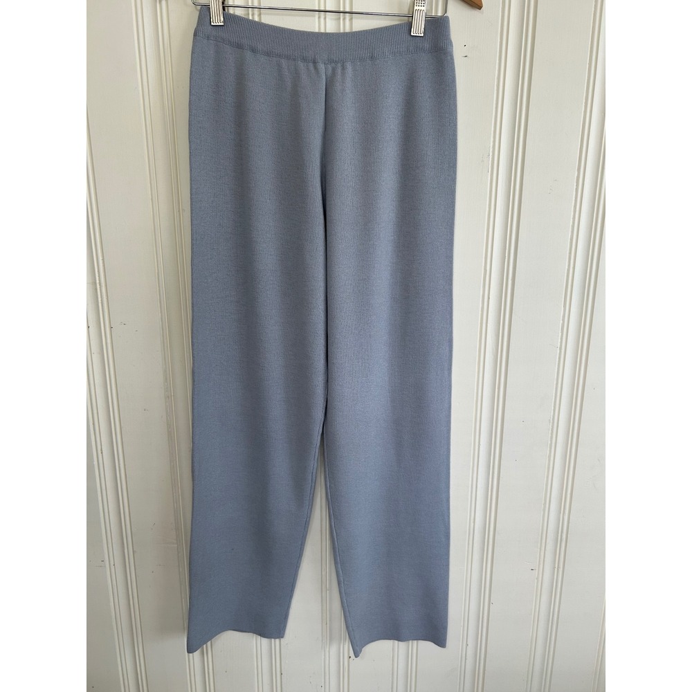 NWOT Eileen Fisher New York 100% Wool M Knit Pants Silver Gray Straight Leg Lux